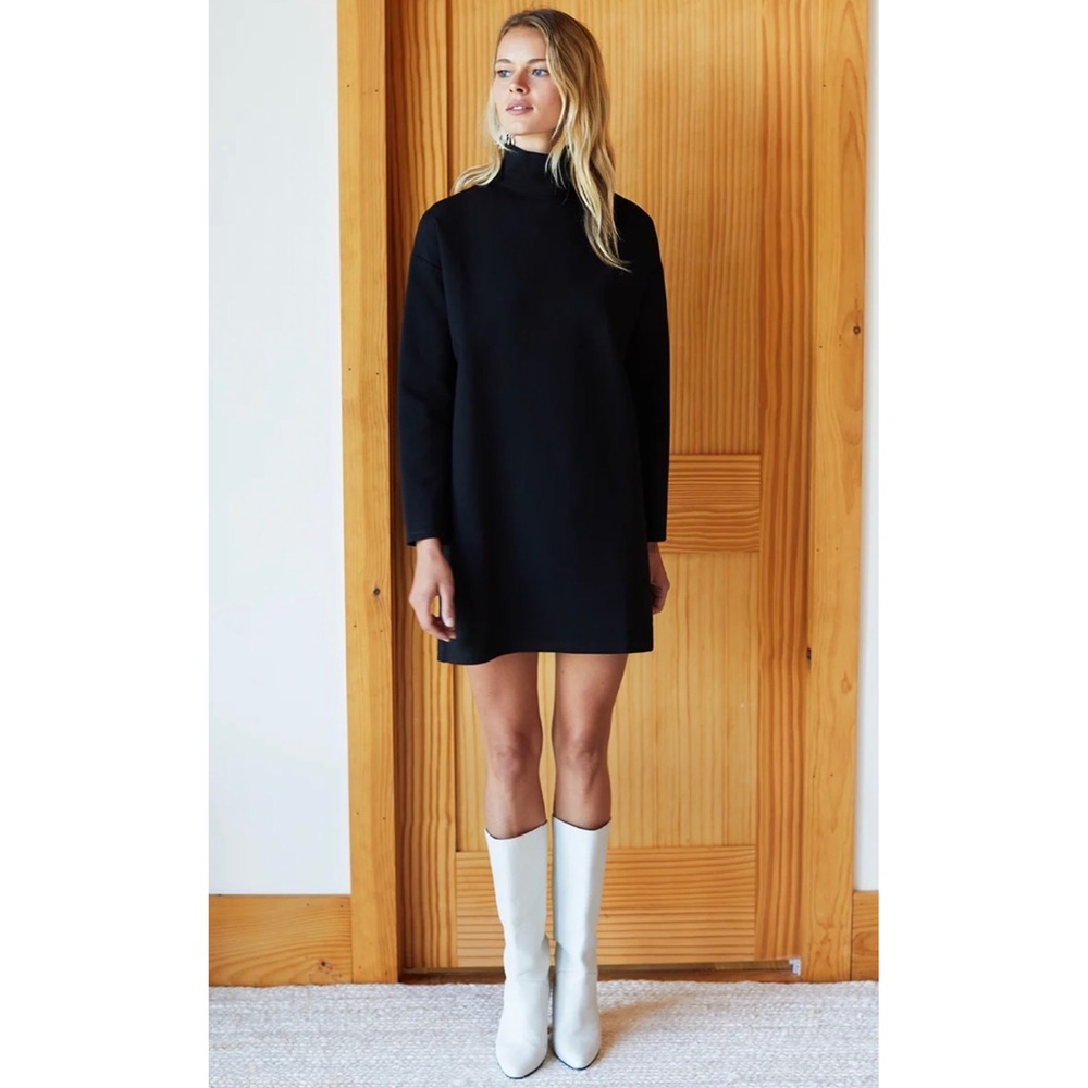 Emerson Fry Edie Turtleneck Dress Black Ponte Size XS Long Sleeve Mini